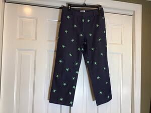 Lilly Pulitzer Capri Pants Sz 4 Navy Green Embroidered Starfish Coastal Preppy